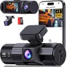 3 Channel 4K WiFi Dash Cam Front and Rear Inside,4K+1080P+1080P 170°Wide Angle WDR Night Vision Mini 3 Dash cam with App, G-Senso