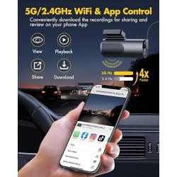Dash Cam Front and Rear Camera – 4K+1080P Dual Dash Camera for Cars with 64GB SD Card, 5GHz WiFi & App Control, Night Vision, Parking Mode, G-Sensor, Loop Recording