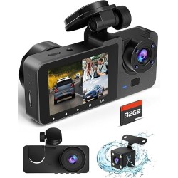 Dash Camera for Cars,4K Full UHD Car Camera Front Rear with 32GB Card,Built-in Super Night Vision,2.0'' IPS Screen,170°Wide Angle,WDR
