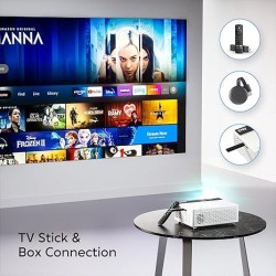 Mini Projector, Upgraded Bluetooth Projector with Screen, 1080P Full HD Portable Projector, Movie Projector Compatible with TV Stick Smartphone/HDMI/USB, indoor & outdoor use