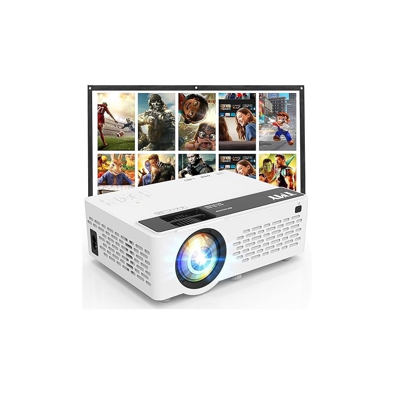 Mini Projector, Upgraded Bluetooth Projector with Screen, 1080P Full HD Portable Projector, Movie Projector Compatible with TV Stick Smartphone/HDMI/USB, indoor & outdoor use