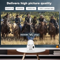 Mini Projector, Support 4K 1080P Portable Projector with Dual Band WIFI6 5G Wireless 5.2 Bluetooth Android 11, 200 ANSI Lumens, 180° Rotatable