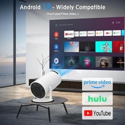 Mini Projector, Support 4K 1080P Portable Projector with Dual Band WIFI6 5G Wireless 5.2 Bluetooth Android 11, 200 ANSI Lumens, 180° Rotatable