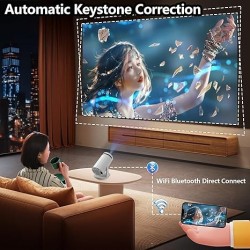 Projector with wifi and bluetooth, rotate at any angle, outdoor portable, automatic button calibration for mobile phones, tv sticks, laptops