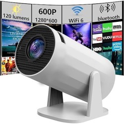 Projector with wifi and bluetooth, rotate at any angle, outdoor portable, automatic button calibration for mobile phones, tv sticks, laptops