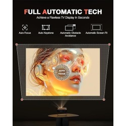 【360°Adjustable Stand & Auto Focus/Keystone】Mini Projector with WiFi and Bluetooth, Native 1080P Portable Outdoor Movie Projector
