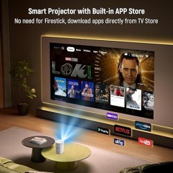 Projector 4K with WiFi and Bluetooth, Portable Projector with Sensorless Auto Focus, Outdoor Movie Projector 120''