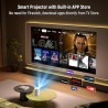 Projector 4K with WiFi and Bluetooth, Portable Projector with Sensorless Auto Focus, Outdoor Movie Projector 120''