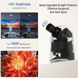 Projector 4K with WiFi and Bluetooth, Portable Projector with Sensorless Auto Focus, Outdoor Movie Projector 120''