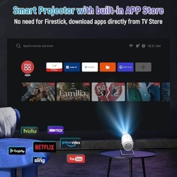 Mini Projector, Projector with WiFi and Bluetooth, 4K 1080P Support Portable Projector 180° Rotatable 130'' Screen Movie Projector Auto Keystone Compatible