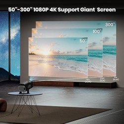 4K Projector with Wifi and Bluetooth, 1080P Native Mini Projector Portable, One-Click Use