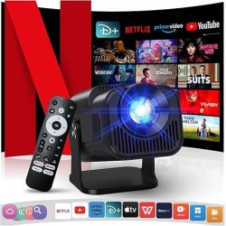 4K Projector with Wifi and Bluetooth, 1080P Native Mini Projector Portable, One-Click Use