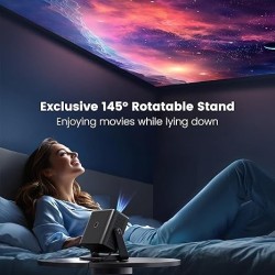 Mini Projector, Projector with WiFi and Bluetooth,PUTRIMS 1080P Support Portable Projector 145° Rotatable Electric Focus & Auto Keystone outdoor projector