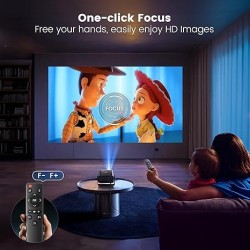 Mini Projector, Projector with WiFi and Bluetooth,PUTRIMS 1080P Support Portable Projector 145° Rotatable Electric Focus & Auto Keystone outdoor projector