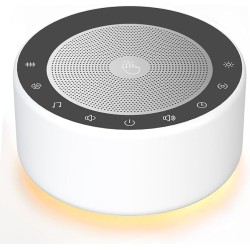 White Noise Sound Machine with Nursery Lamp, Mood Lighting, 7 Colour Night Light, 30 Soothing Sounds for Baby/Adult. Timer, Plug in, Memory Function, Touch Control