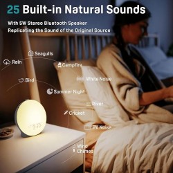 Sunrise Alarm Clock White Noise Sound Machine with 25 Soothing Sounds, 17 NightLights, Bluetooth Speaker Wake Up Light Alarm Clock for Bedrooms, Heavy Sleeper