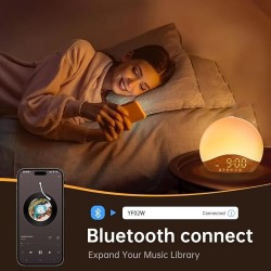 Sunrise Alarm Clock White Noise Sound Machine with 26 Soothing Sounds, 17 NightLights, Bluetooth Speaker, Wake Up Light Alarm Clock for Bedrooms, Heavy Sleepers, Ideal Gift for Baby, Kids, Seniors