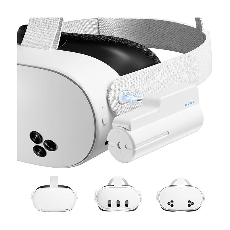 Fast Charging Battery Pack for Meta Quest 3S/3 and Oculus 2, 18W 5000mAh Head Strap Battery for Quest 3S/3/2 Accessories -Lightweight & Portable Rechargeble Extended Battery Extra VR Playtime
