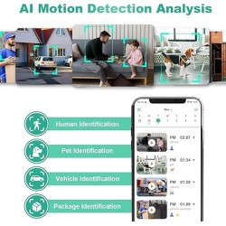 Security Cameras Wireless Outdoor, 2K Battery Powered AI Motion Detection Spotlight Siren Alarm WiFi Surveillance Indoor Home Camera, Color Night Vision 2-Way Talk