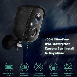 Security Cameras Wireless Outdoor, 2K Battery Powered AI Motion Detection Spotlight Siren Alarm WiFi Surveillance Indoor Home Camera, Color Night Vision 2-Way Talk